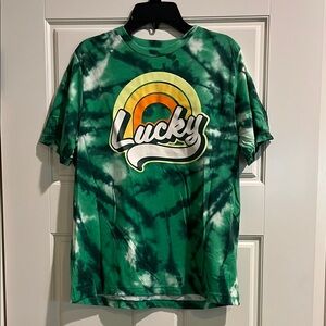 Green Tie-Dye T-Shirt with Lucky Logo